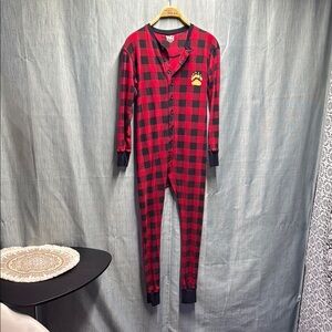 The Lazy one Red and Black Plaid Kids One Piece size medium